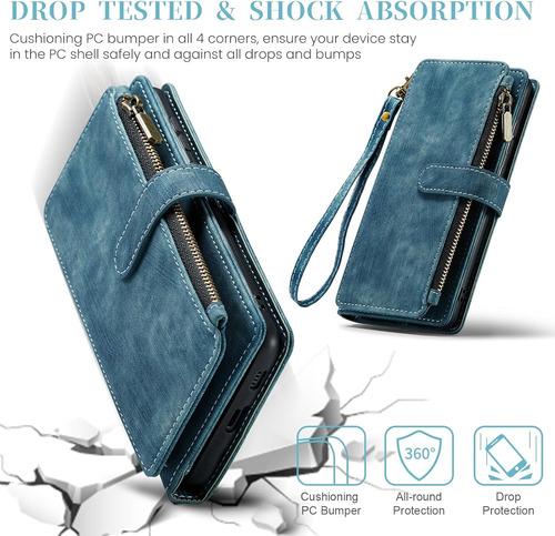 Funda Billetera Con Cierre Para Galaxy S24 Pus Azul Asuwish