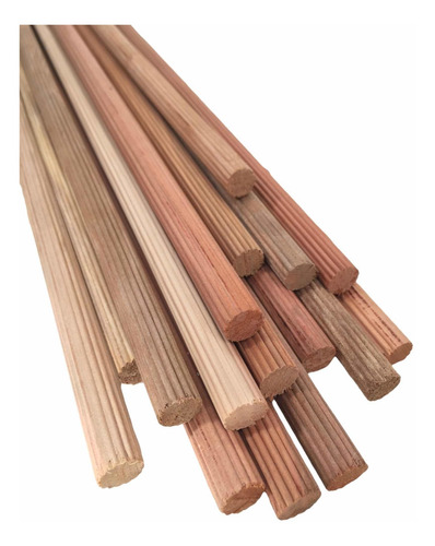 Imagen 3 de 3 de Tarugo Estriado Madera De Coihue, 12mm X 600mm, 10 U.