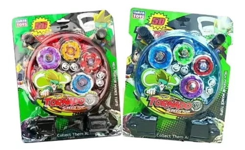 Kit Beyblade Metal 5D Brinquedo 4 Peões Led Toys