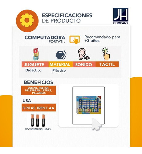 Imagen 9 de 10 de Computador Portatil Juguete Aprende Didactico Ingles A-212