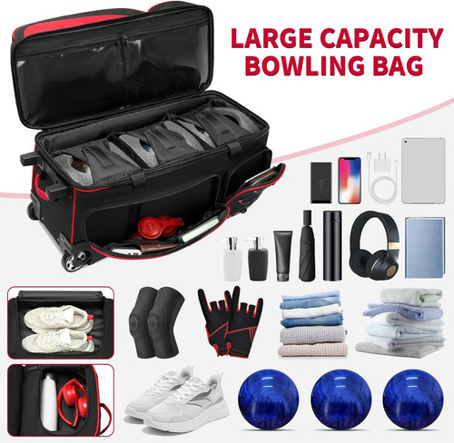 Bolsa C/ Llantas P/ 3 Bola Boliche Flextro Tour Y Accesorios