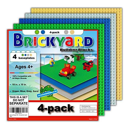 Set 4 Placas Base 10x10'' Para Ladrillos Lego Multicolor