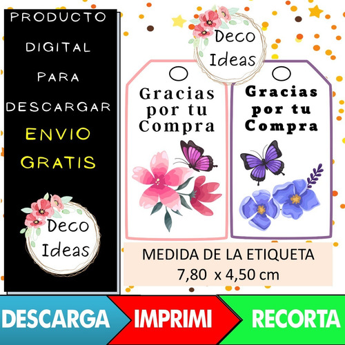 Imagen 3 de 5 de Imprimible Pdf Gracias Por Tu Compra Tag Emprendedores 001