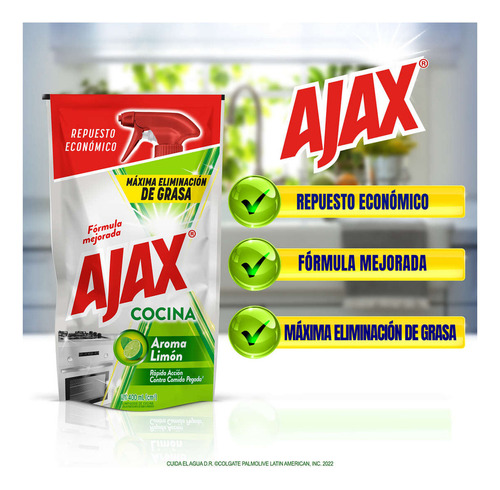 Limpiador Líquido Ajax Cocina Repuesto Refill Doypack 400ml