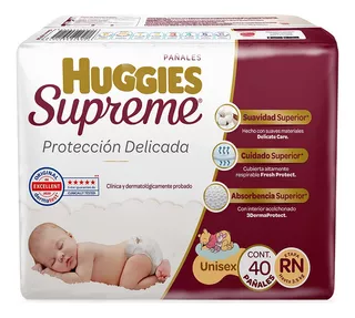 2 Pack Pañal Supreme Huggies Recien Nacido 38 Pza