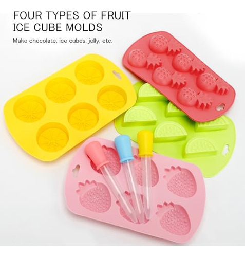Molde De Silicona En Forma De Frutas De 4 Piezas Con 3 Goter