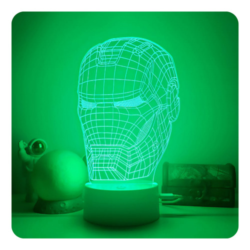 Abajur Led Homem De Ferro Usb Acrílico 16 Cores Decoração Estrutura Branco 127/220v