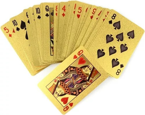 Mazo Cartas Espaòlas Poker Doradas Naipes Oro Diseño Dolar