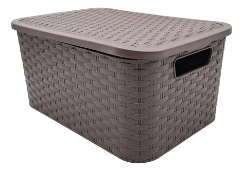 Caja Organizador Canasto Pvc Rattan 36x25x17cm / 6 Unidades