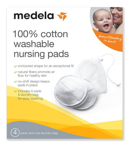 Medela Almohadillas Para Sujetador Lavables 100% Algodón X4