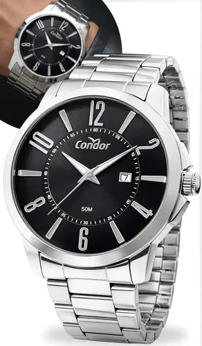 Relógio de Pulso Condor com Correia de Aço Inoxidável Prateado