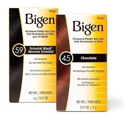 Bigen Pack X2 Tintes Cabello Barba Hombre Mujer Sin Amoníaco