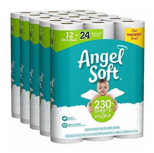 Ángel Suave Papel Higiénico De Papel De Baño, Doble 60 Rolls