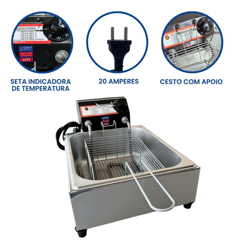 Fritadeira Elétrica Industrial Cuba 5l Econômica Cor Alumínio 220v