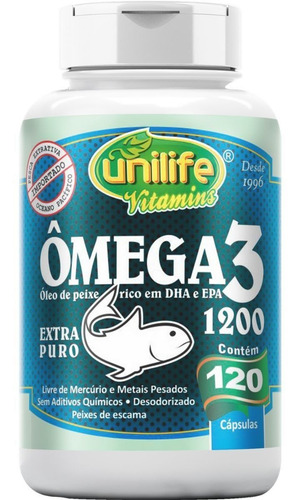 Ômega 3 Óleo De Peixe 120 Cáps 1200 Mg - Dha 488 / Epa 780