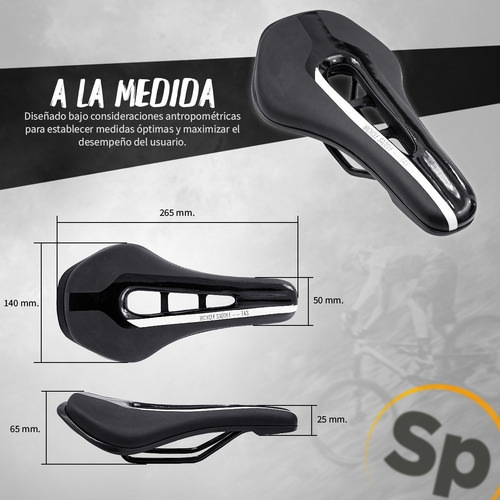 Imagen 3 de 7 de Asiento Para Bicicleta De Gel Negro Con Gris Vzr