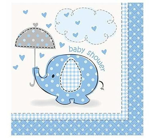 Blue Elephant Baby Boy Ducha Cóctel Servilletas, 16ct.