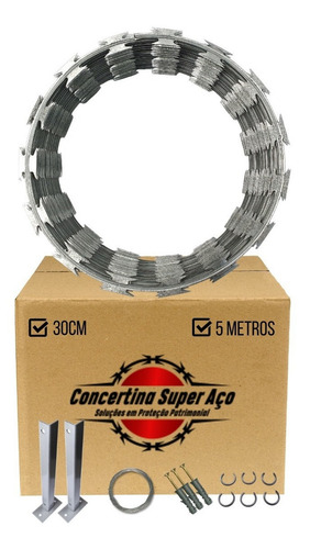 Cerca Concertina 30 Cm Com Kit Instalação 5 Metros