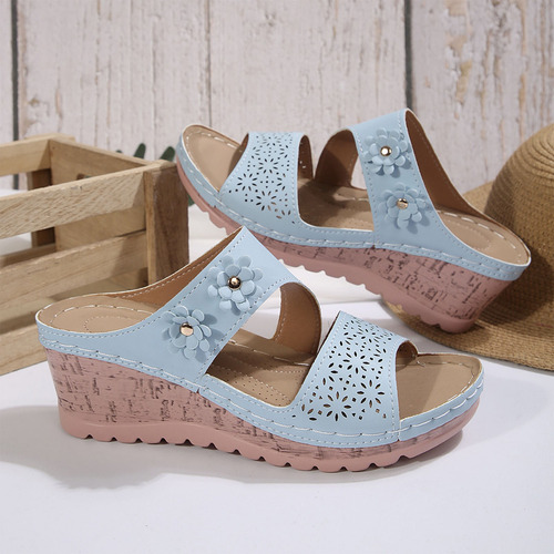 Zapatillas De Verano De Suela Gruesa De Color Liso Para Muje