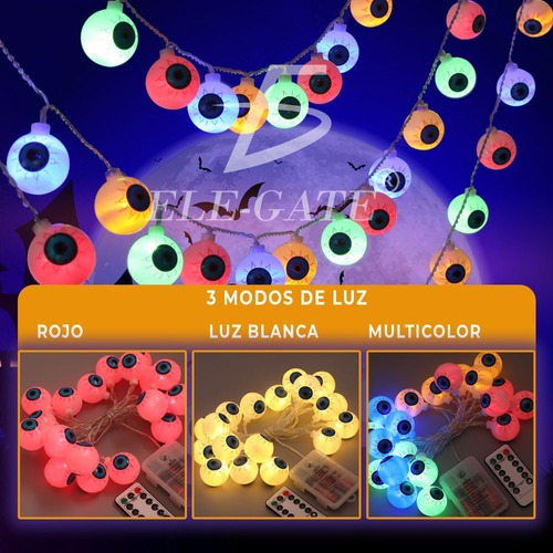 Guirnalda Luz Led Ojos Iluminados Decoración Miedo Halloween Color De Las Luces Los Ojos