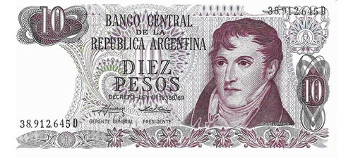 Bottero 2356 Billete De 10 Pesos Ley 18.188 Año 1975 - S/c.