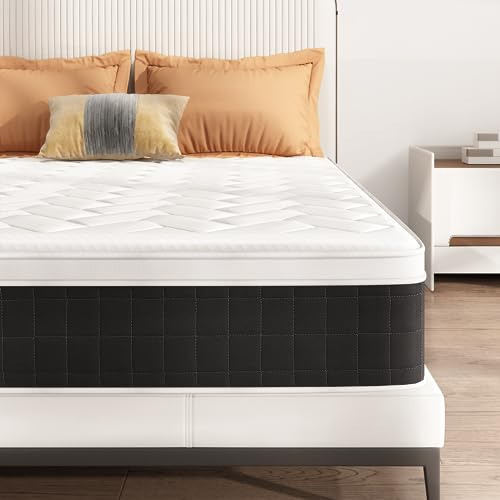 Mattress Queen Size, Colchón Híbrido Euro Top De 10 Pulgadas