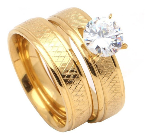 Anillos De Matrimonio Bañado En Oro 18k Modelo Géminis (par)