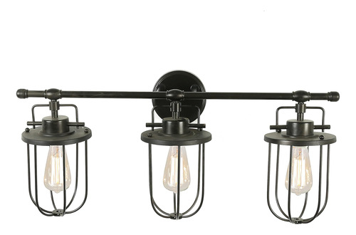 Creative Co-op Industrial Metal Cage 3 Luces, Aplique De Par