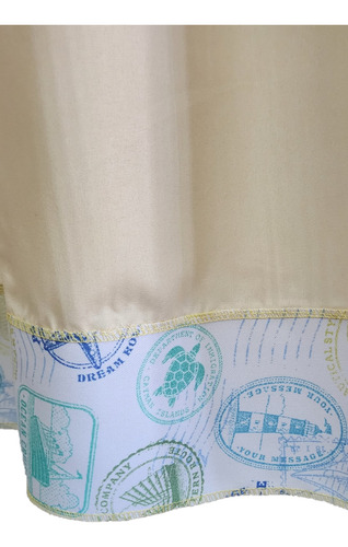 Cortina Tela Tropical 1.20m X 90cm Para Habitación Y Cocina Beige Postales