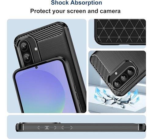 Funda Tpu Fibra De Carbono Compatible Con Samsung A36 Negro Textura Fibra De Carbono
