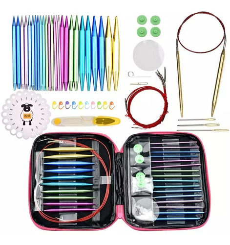 Set Estuche Palillos Intercambiables Circulares Para Tejer 