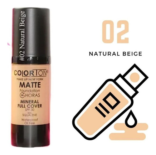 Maquillaje Líquido Colorton 02 Naturale Beige De Mujer 30ml