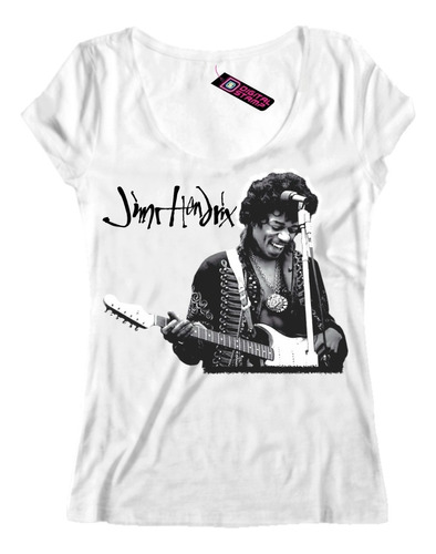 Remera Jimi Hendrix 9 Rock Mujer Estampado Digital Stamp Dtg