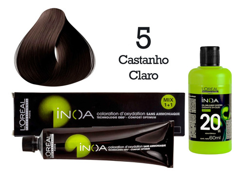 Coloração Inoa 5 Castanho Claro + Ox 20 Vol | L'oréal