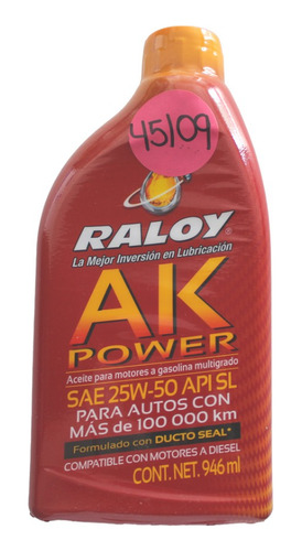 Aceite Raloy Ak Power 25w50 Mineral .946ml