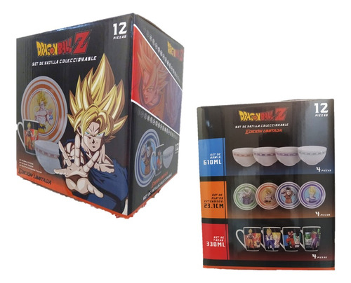 Vajilla Dragon Ballz 12 Pz Tazas Platos Bowls Original  Dbz2