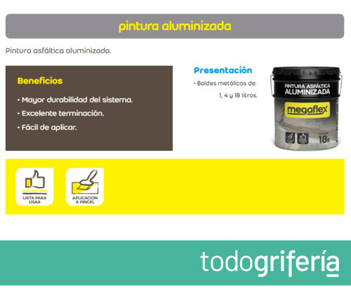 Pintura Asfaltica Aluminizada X 1 Lt Megaflex