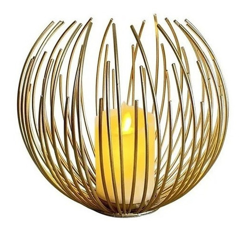Candelabro Metal Dorado Centro De Mesa Estilo Nórdico Velas