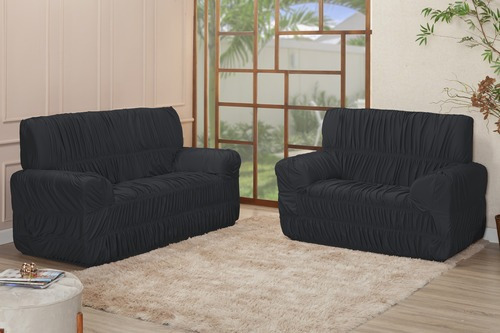 Funda elástica para sofá de 3 y 2 plazas, 24 unidades, malla elástica, gel, color negro