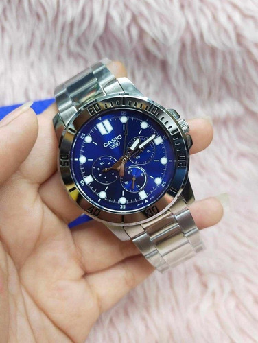 Reloj Casio Mtp-vd300d Hombre Tres Indicadores Acero Inoxi.