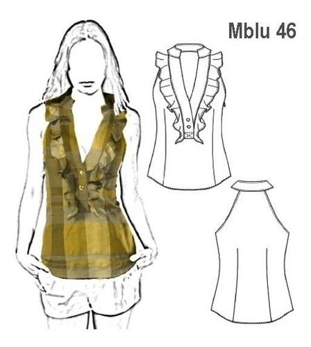 ( Moldes De Ropa)  Blusa Sin Mangas Mujer 0946