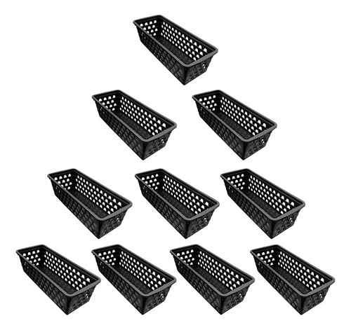 Kit Com 10 Cestos Organizador Multiuso 28x11x8cm