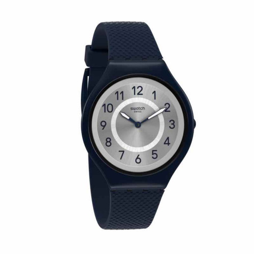Reloj Swatch Skin Con Números Azul De Silicona Svun101