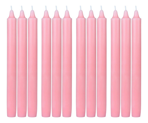 Velas Con Velas De 12 Piezas, 10 Pulgadas, Rosa Ligera Recta