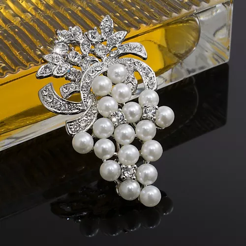 Prendedor Broche Brillante Elegante Mujer Perlas Murano - $ 39.900