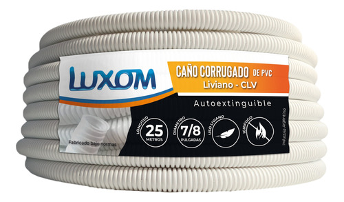 Caño Corrugado Blanco Ignifugo 7/8  Pvc Luxom