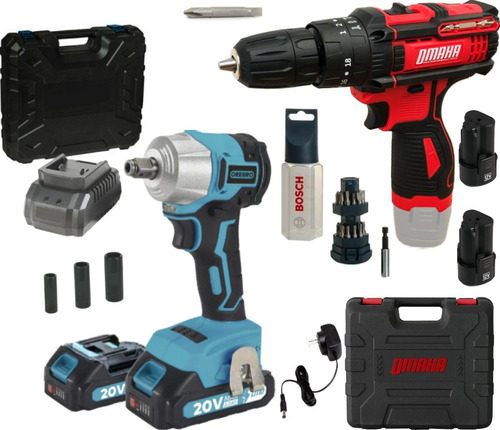 Taladro Percutor Omaha 12v + Llave De Impacto + Kit Bosch