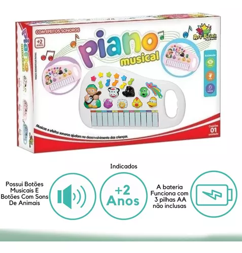 Teclado Infantil Bebe Musical Sons Animais e Luzes Reforçado no