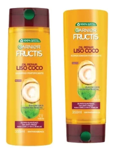 Combo Garnier Fructis Oil Repair Liso Coco Shampoo+acond 350