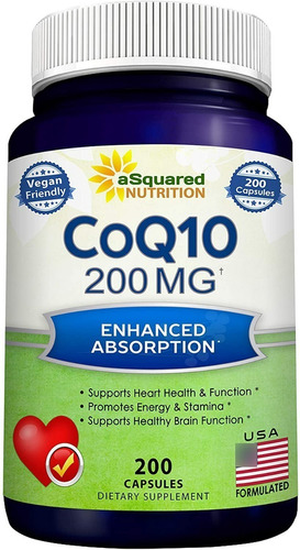 Coenzima Q10- 200caps 200mg 6 Meses- Salud Cardiovascular